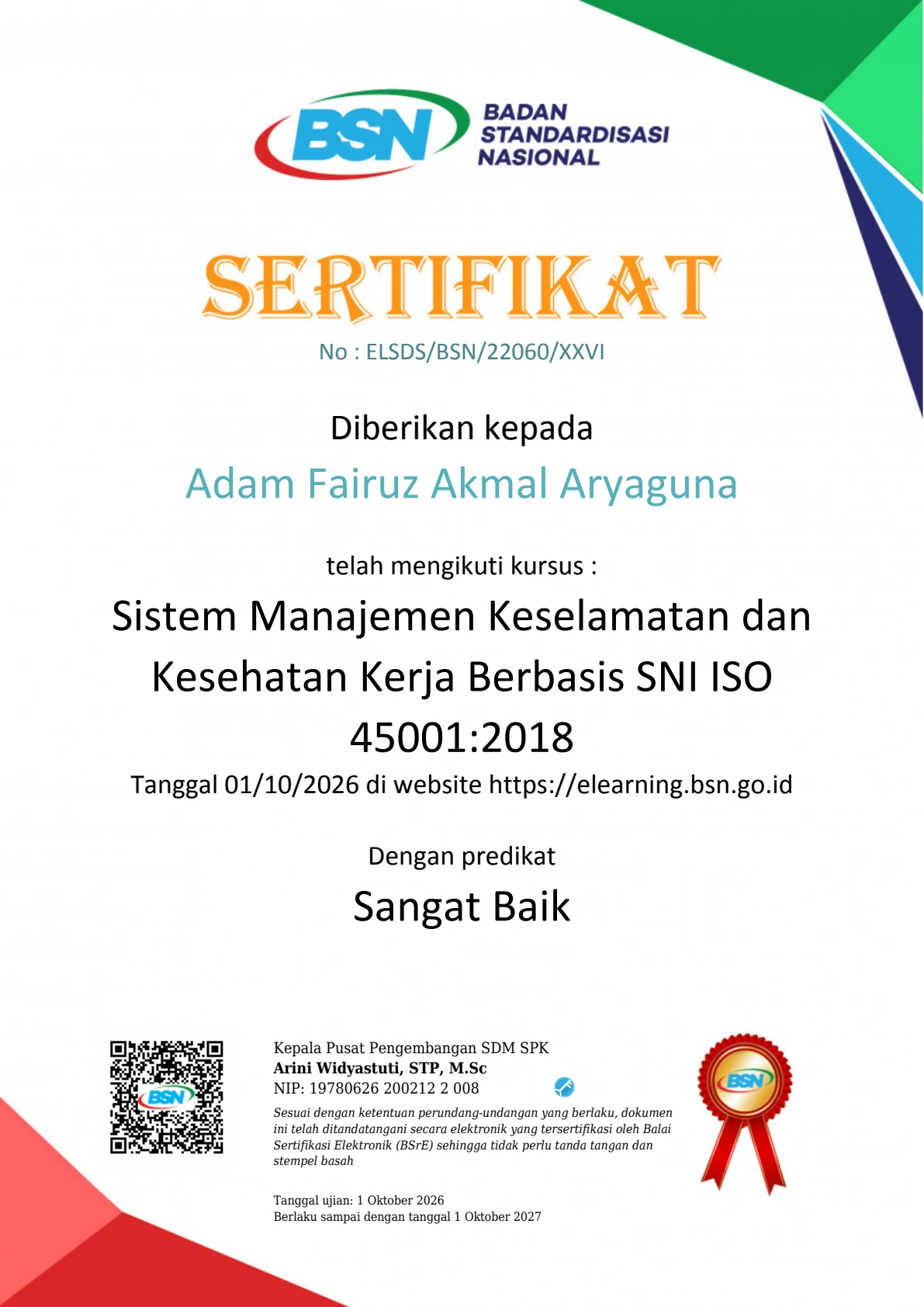 Sistem Manajemen Keselamatan dan Kesehatan Kerja Berbasis SNI ISO 45001:2018